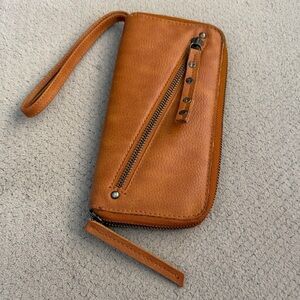 Free People Tan vegan Wristlet Clutch